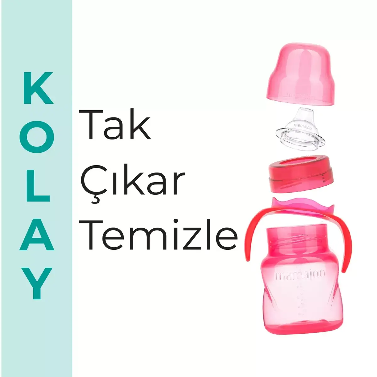 Mamajoo Kulplu Eğitici Bardak 160 ml Pembe