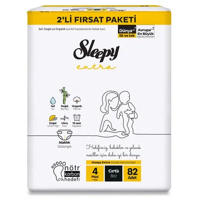 Sleepy Extra Bebek Bezi 4 Beden Maxi 7-14 Kg 82li Fırsat Paketi