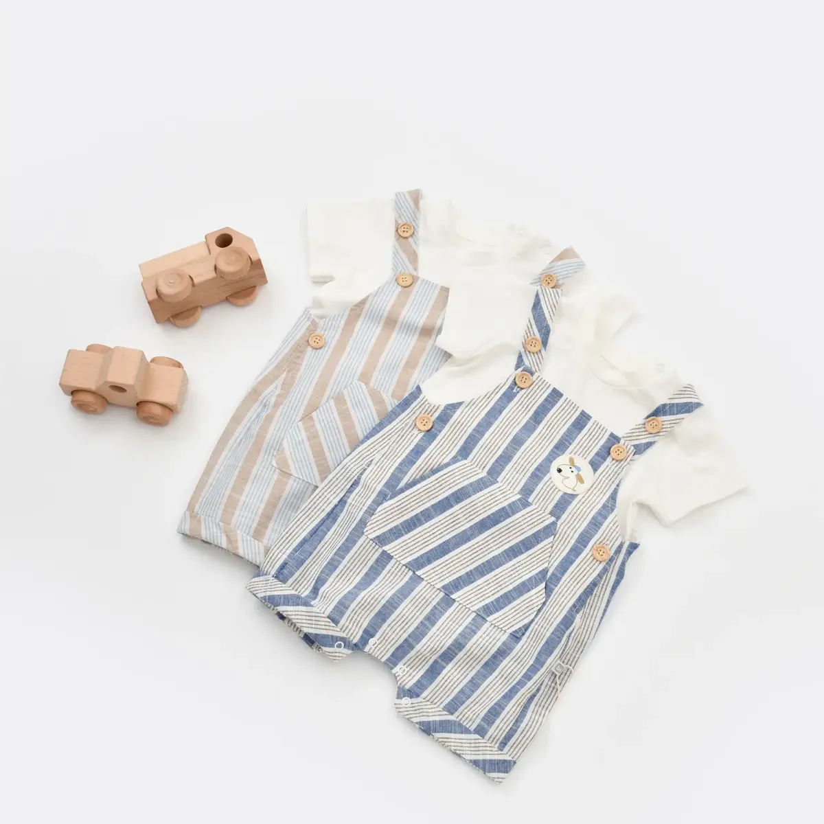 Bibaby Salopet Tulum Stripe Sytle Bej - Mavi