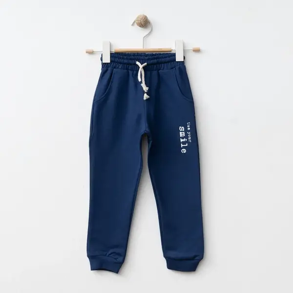 Bebolly Eşofman Altı Smile Baskılı Lacivert