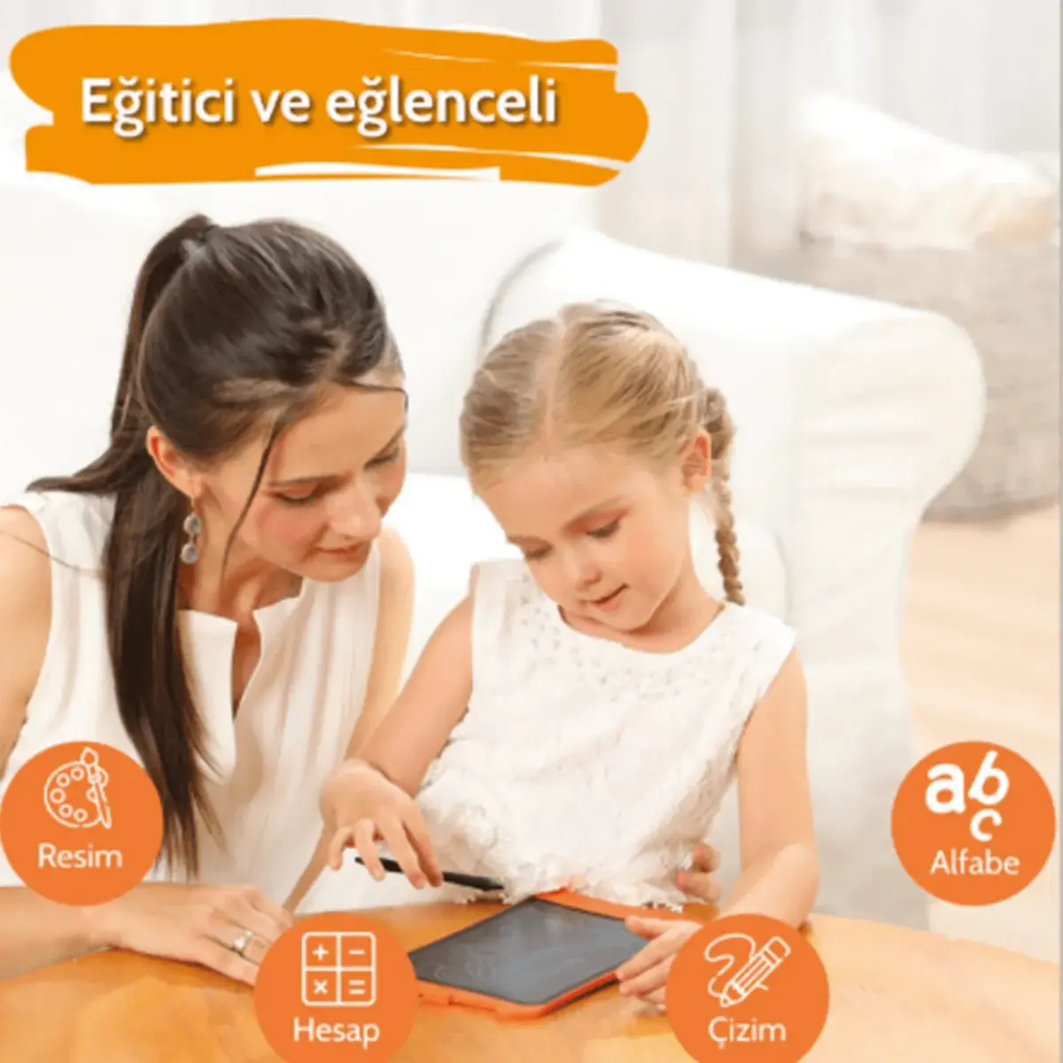 Wicue LCD Dijital Mıknatıslı Renkli Çizim Tableti 8,5" Turuncu