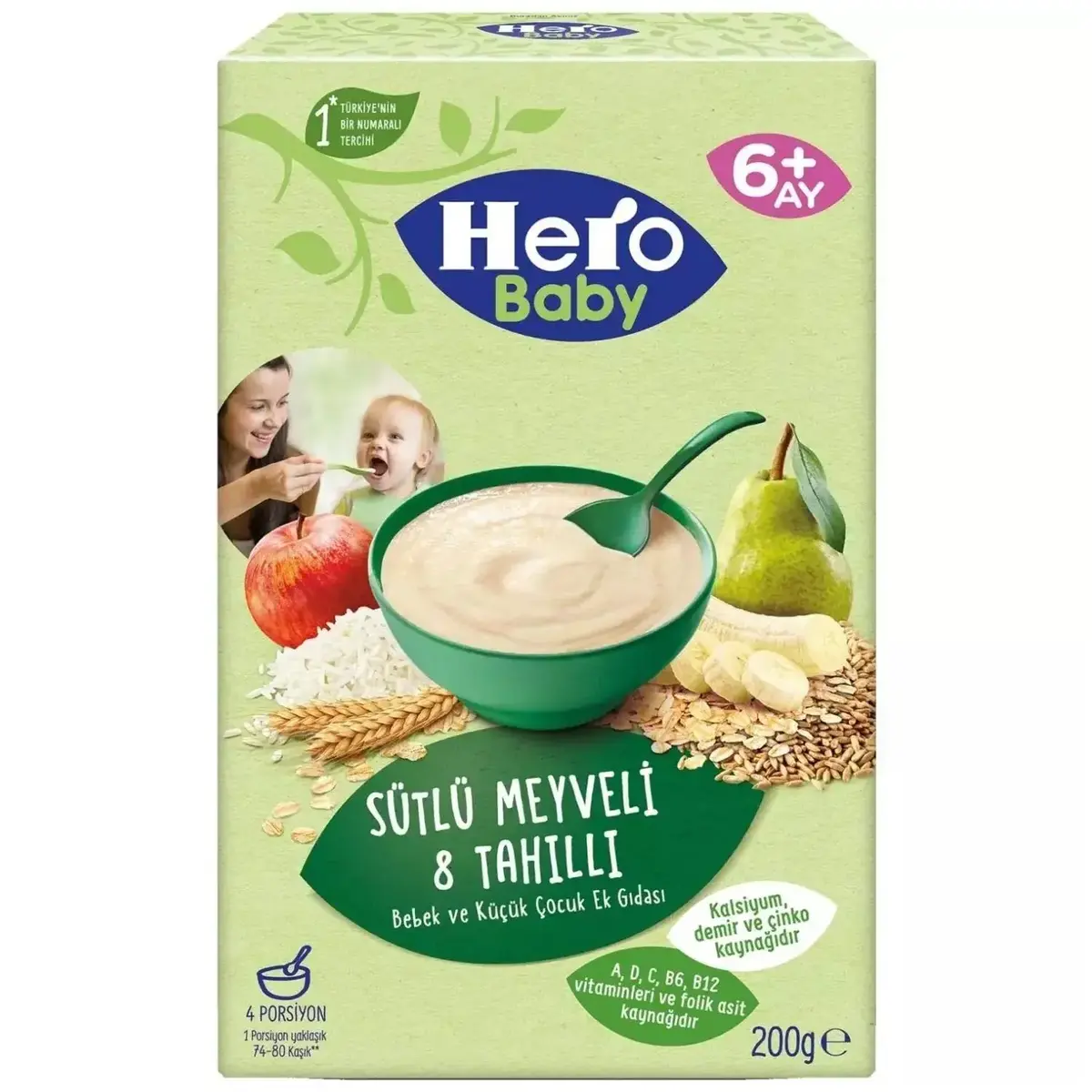 Hero Baby Kaşık Maması Sütlü 8 Tahıllı Meyveli 200 Gr