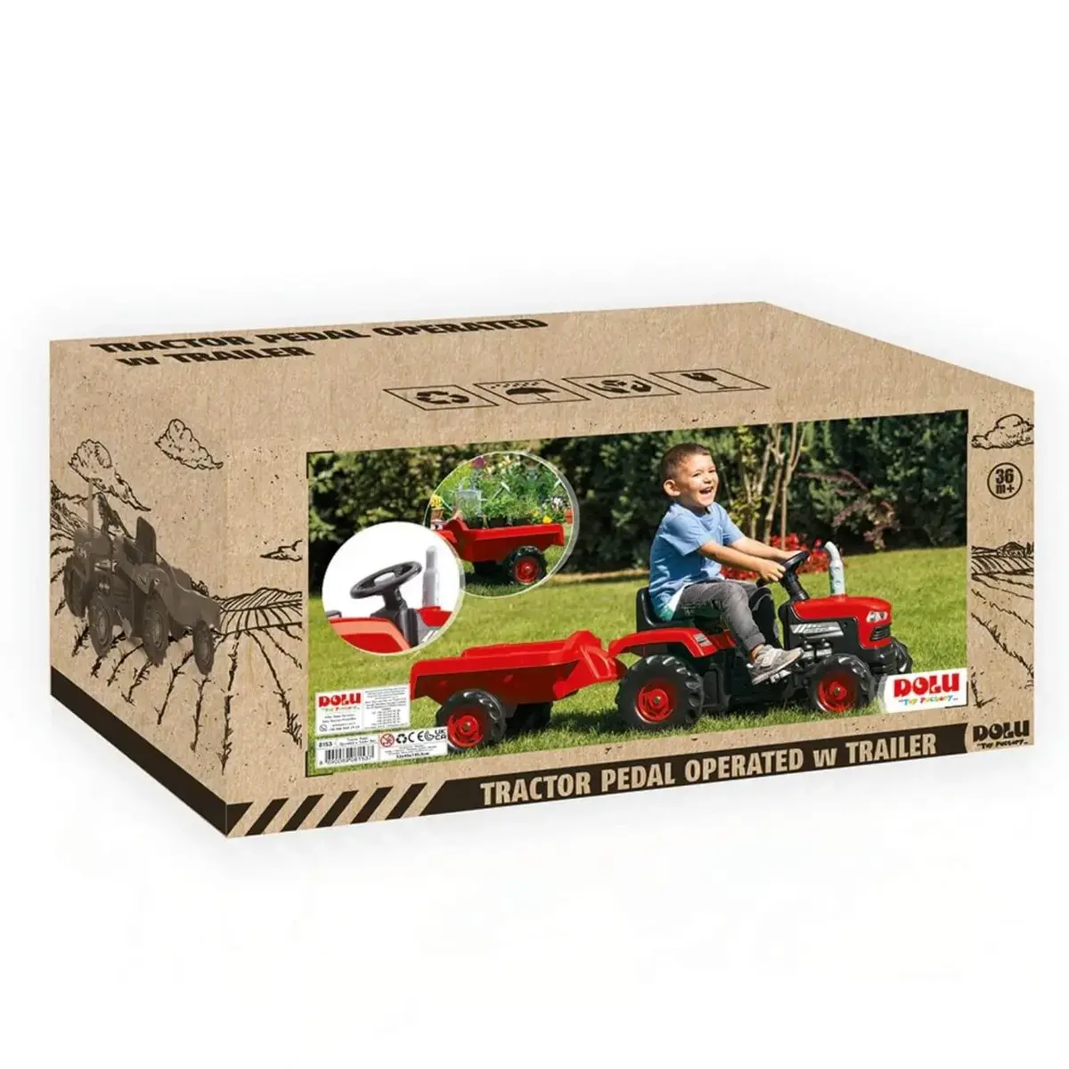 Dolu Römorklu Pedallı Traktör Kırmızı