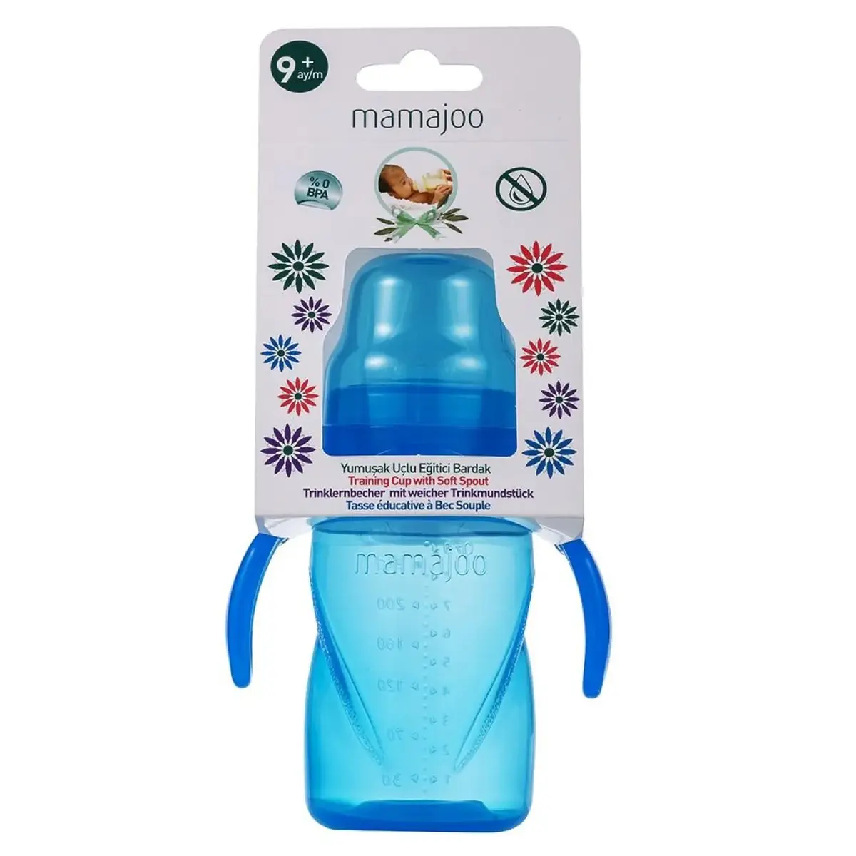 Mamajoo Kulplu Eğitici Bardak 270 ml Mavi