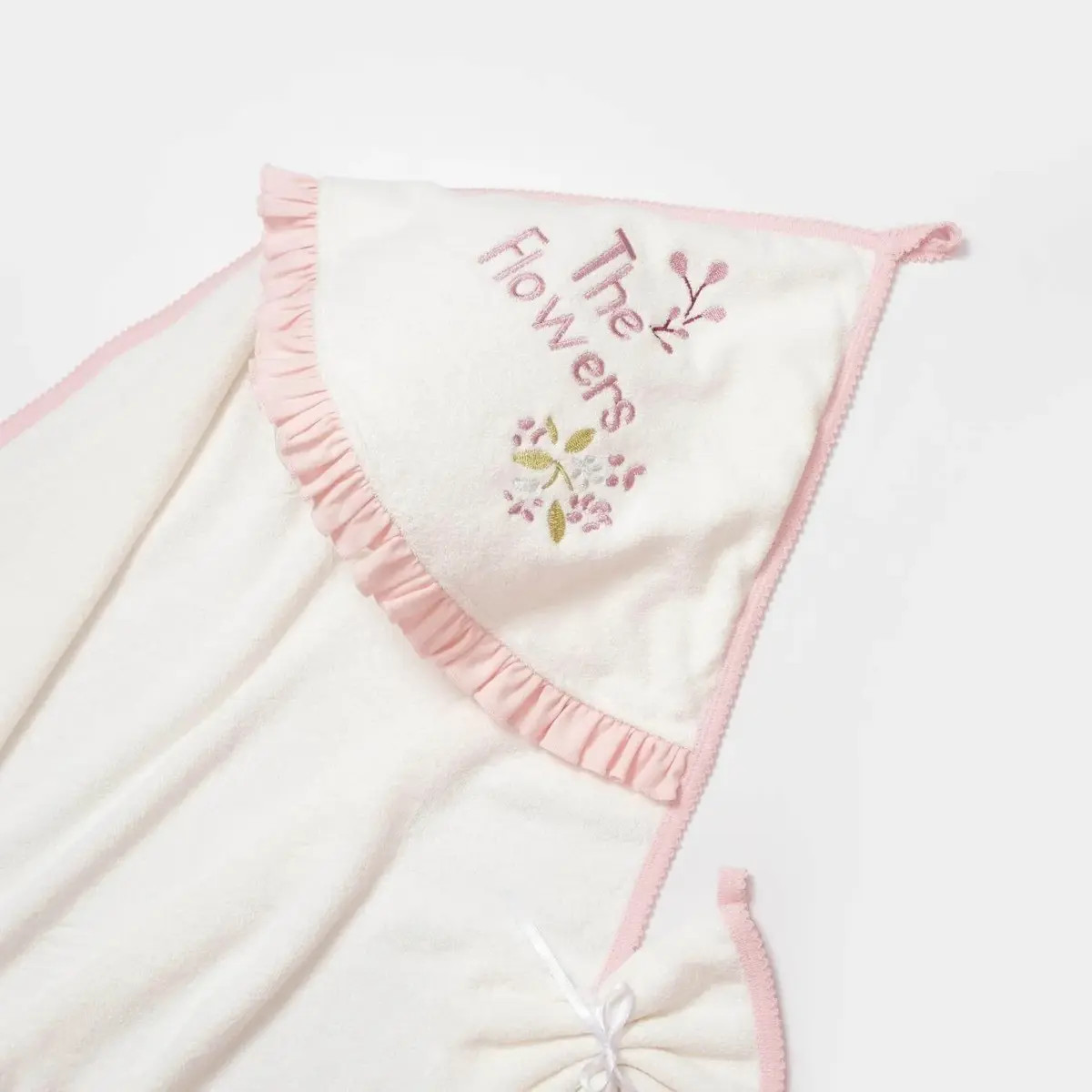 Bibaby Organik Havlu Örme The Flowers Ekru - Pembe