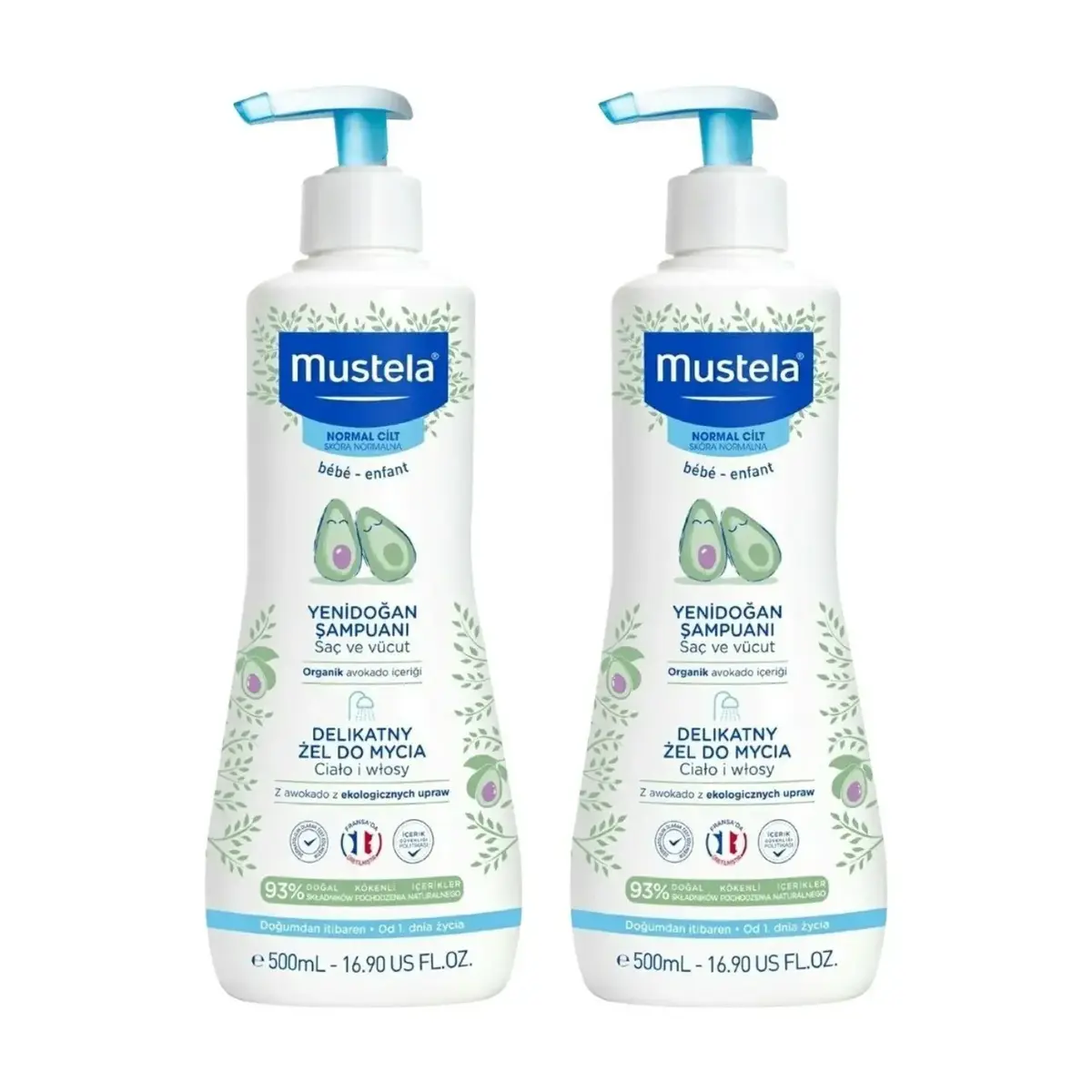 Mustela Yenidoğan Şampuanı Avokado İçeriği 500 ml x2
