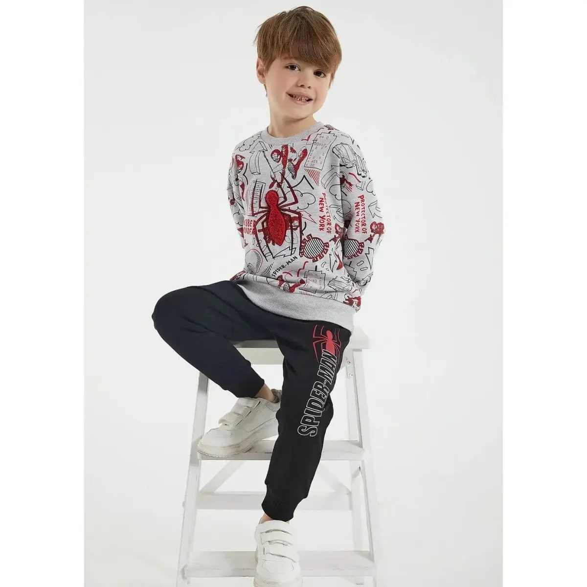 Spider Man Eşofman Takımı Gri Melanj