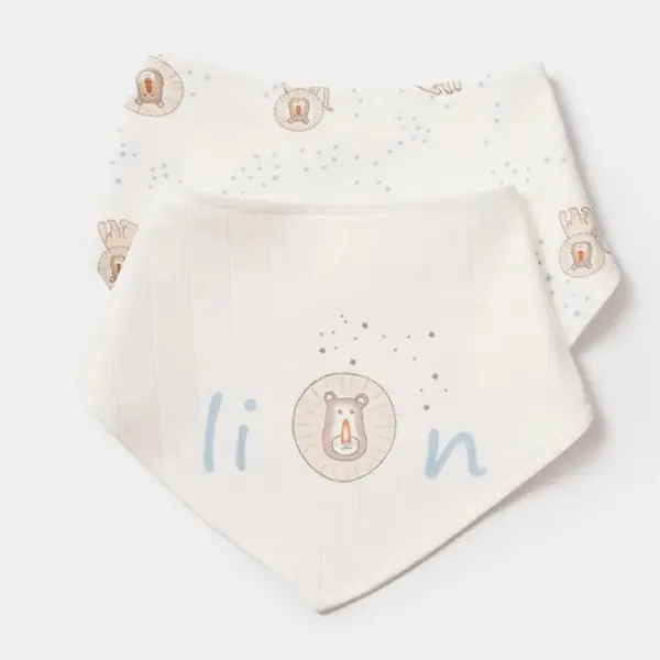 Bibaby Organik Fular Önlük 2li Brave Lion Ekru - Turkuaz
