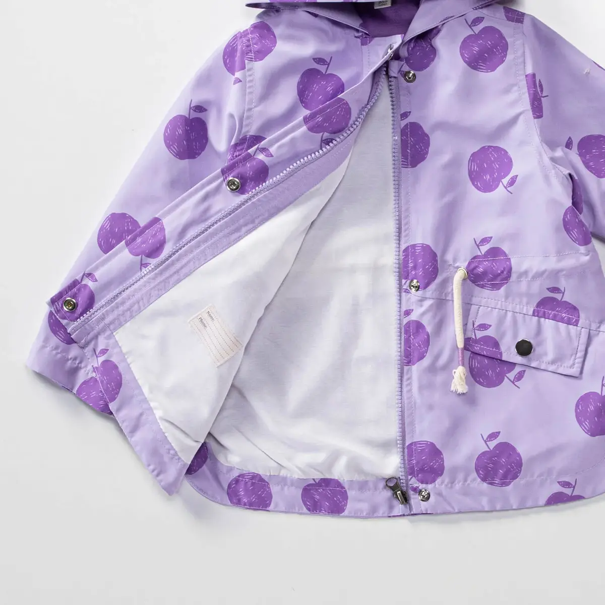 Midimod Yağmurluk Elma Baskılı Lila