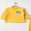 Mini Damla Pijama Takımı Penye Matweis Emprime Kamyon Baskılı Sarı