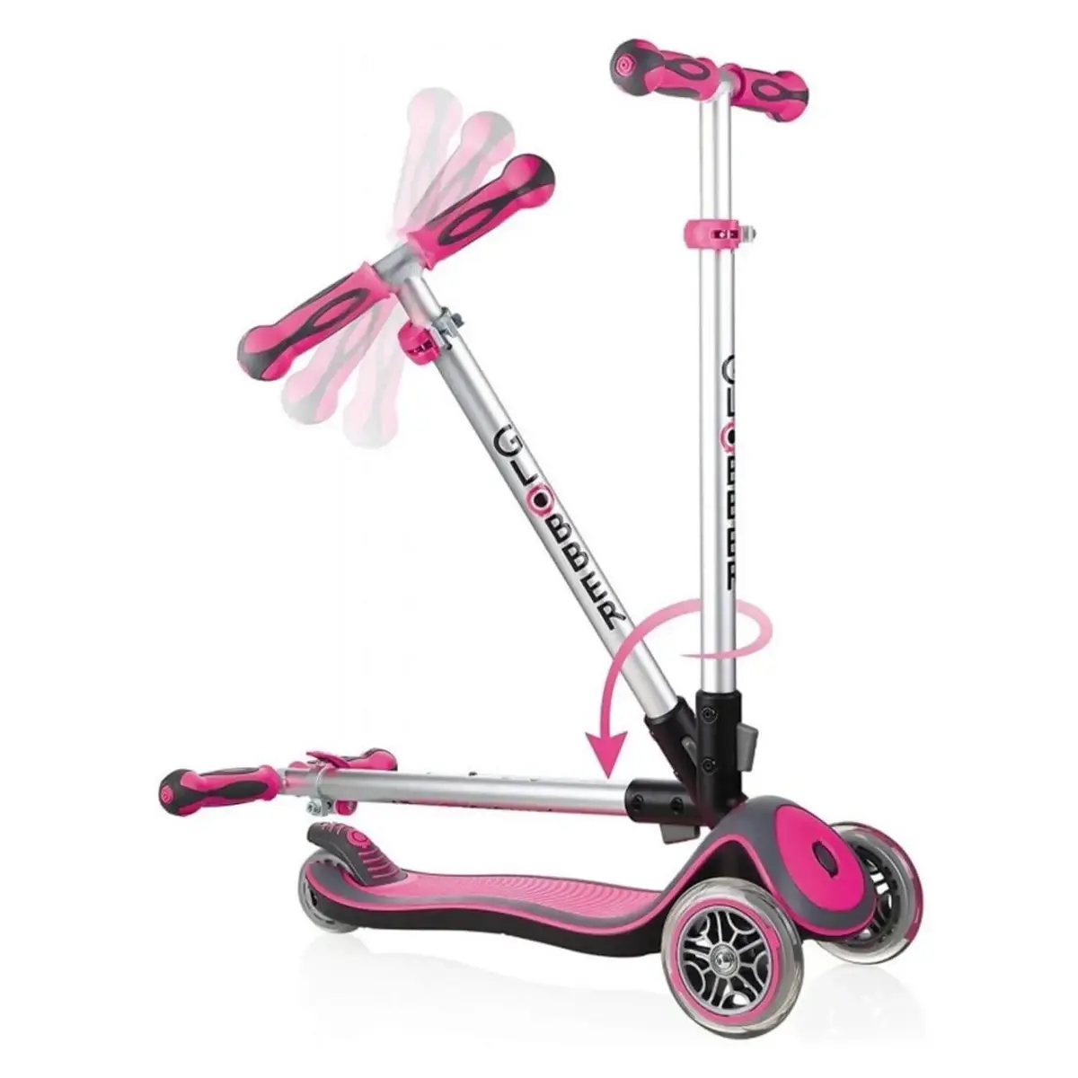 Globber Elite Deluxe Işıklı Scooter Pembe