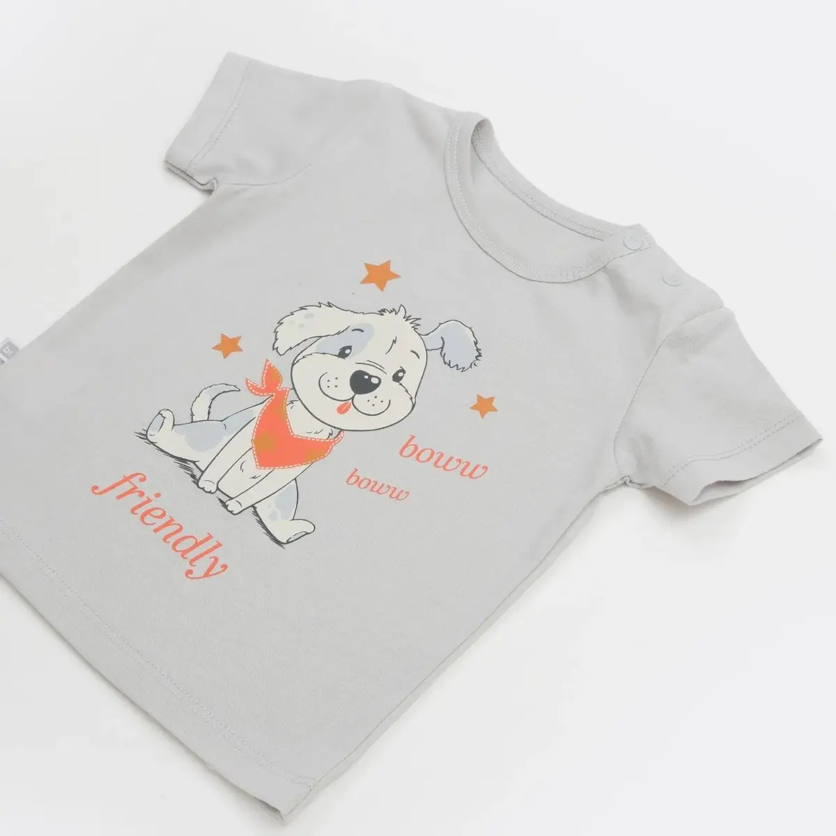 Bibaby 2Li Takım Şortlu Bow Dog Beyaz