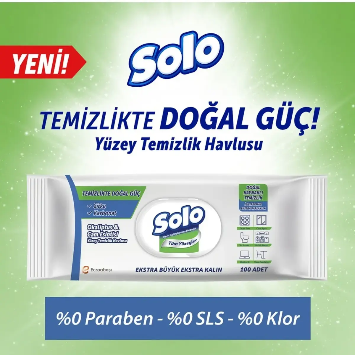 Solo XL Yüzey Temizlik Havlusu Doğal Güç Okaliptus & Çam 100lü