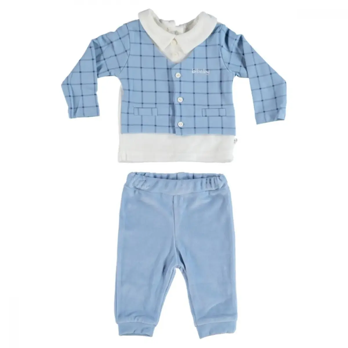 Bibaby 2li Takım Kareli Mavi Bibaby 2li Takım Kareli Mavi