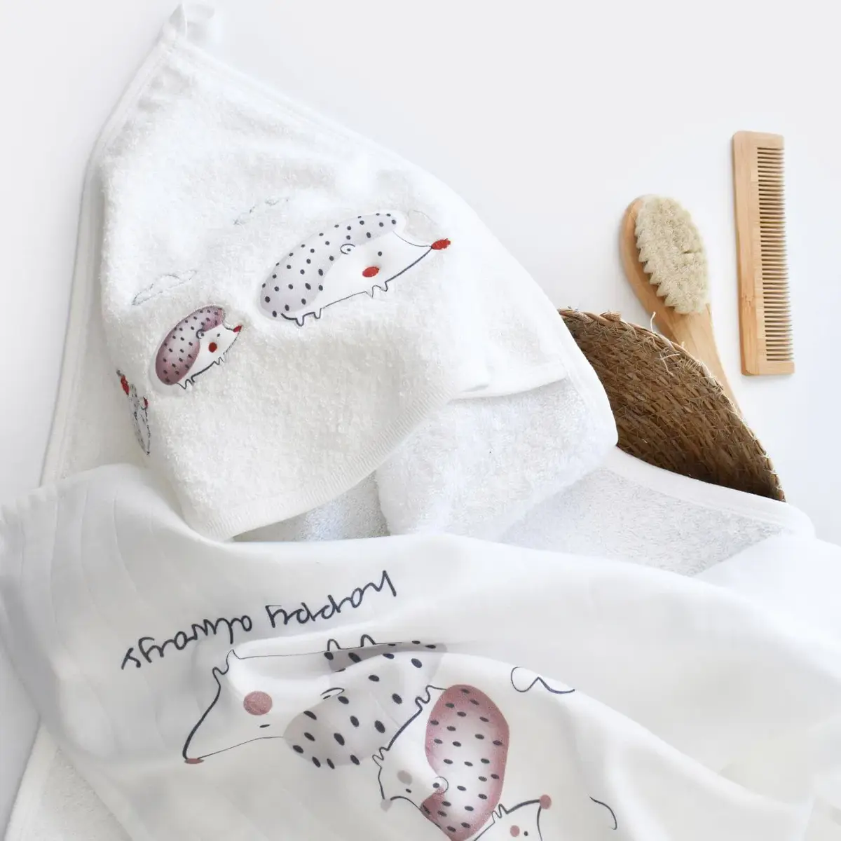 Bibaby Havlu Takımı Müslin Bambu Clouds Are Happy Ekru