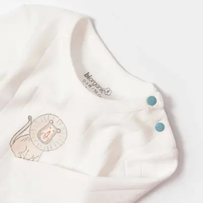 Bibaby Organik Body Brave Lion Ekru - Turkuaz