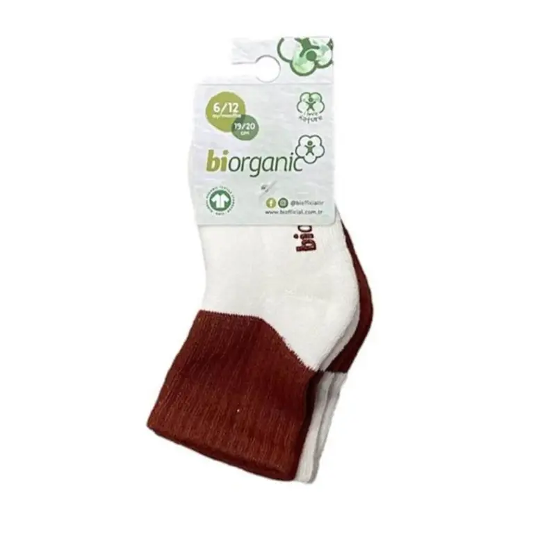 Bibaby Organik Çorap Soket Kaymaz Havlu 2li  Ekru - Kiremit