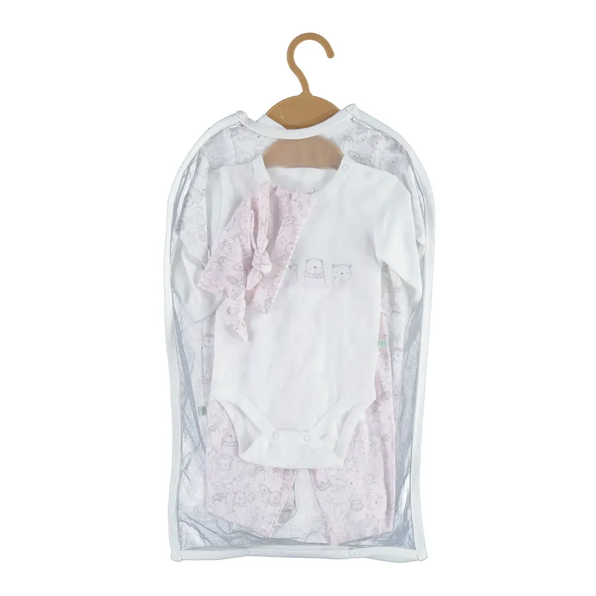 Bibaby Organik Zıbın Takımı Tüllü Lady Animals Ekru - Pembe