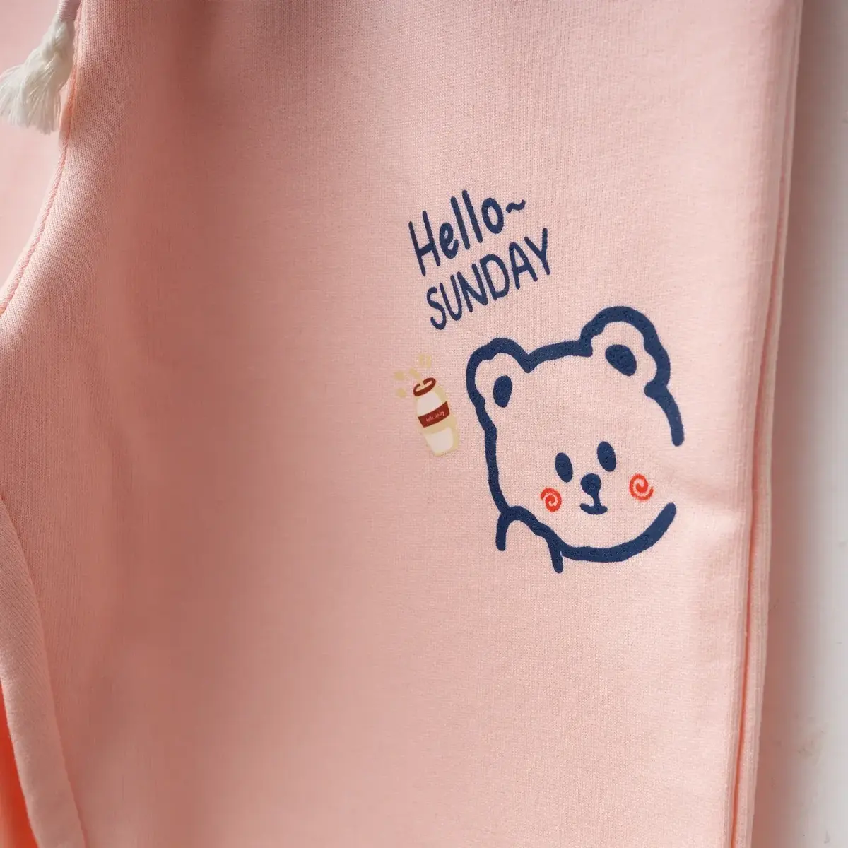 Bebolly Eşofman Altı Hello Sunday Ayıcıklı Baskılı Pudra