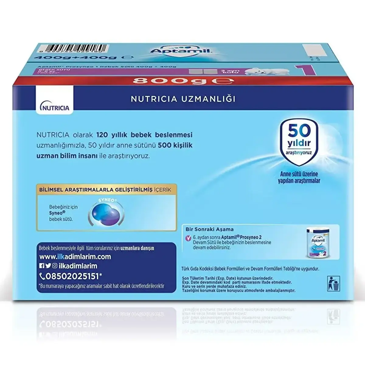 Aptamil Prosyneo 1 Bebek Sütü 2x400 gr Megasize 0-6 Ay