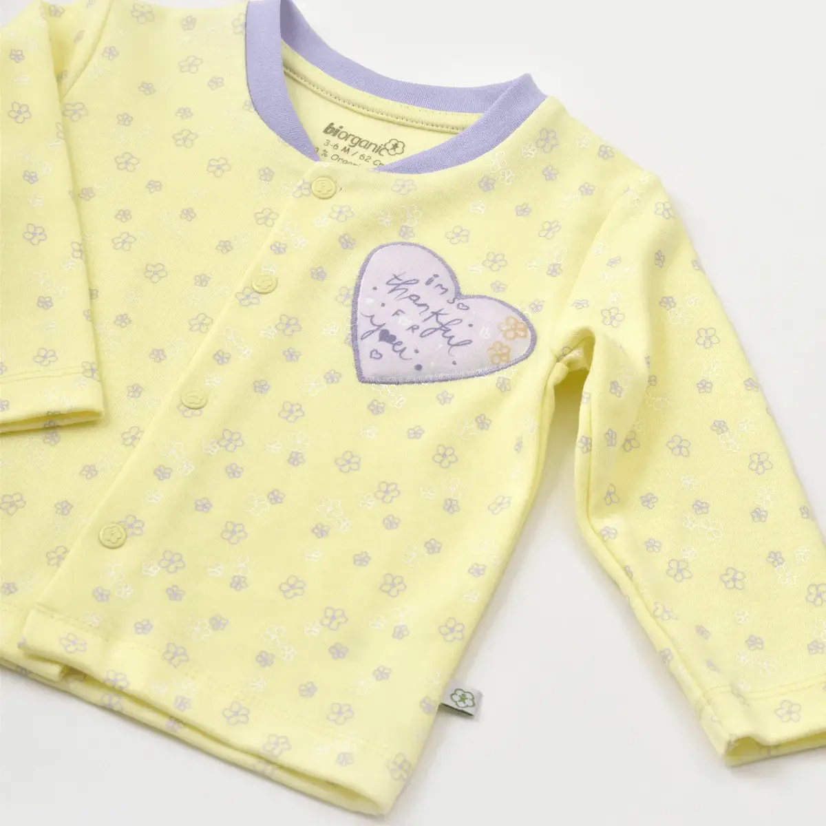 Bibaby Organik Pijama Takımı Love You Baby Yellow Lavander