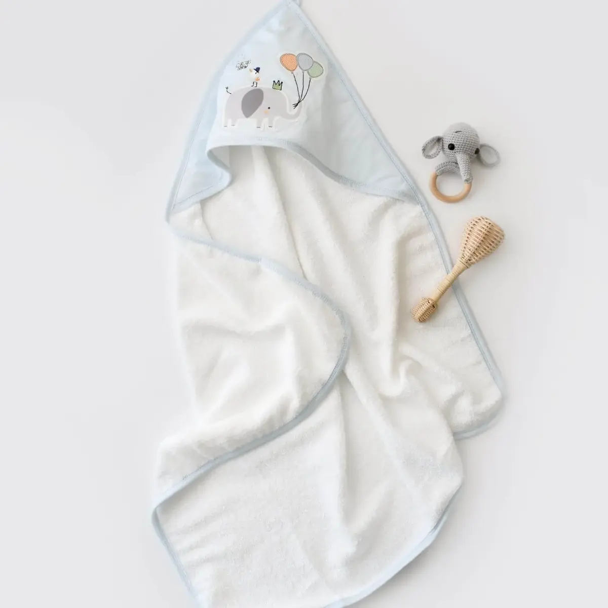 Bibaby Havlu Flying Elephant Ekru - Mavi