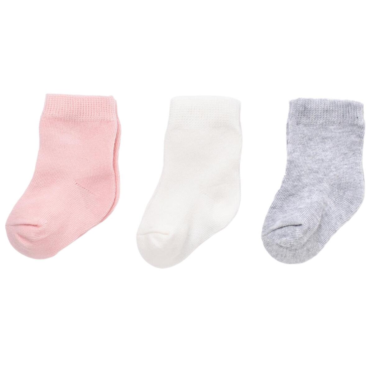 Bibaby Organik Çorap Soket 3lü Basic Pembe - Gri