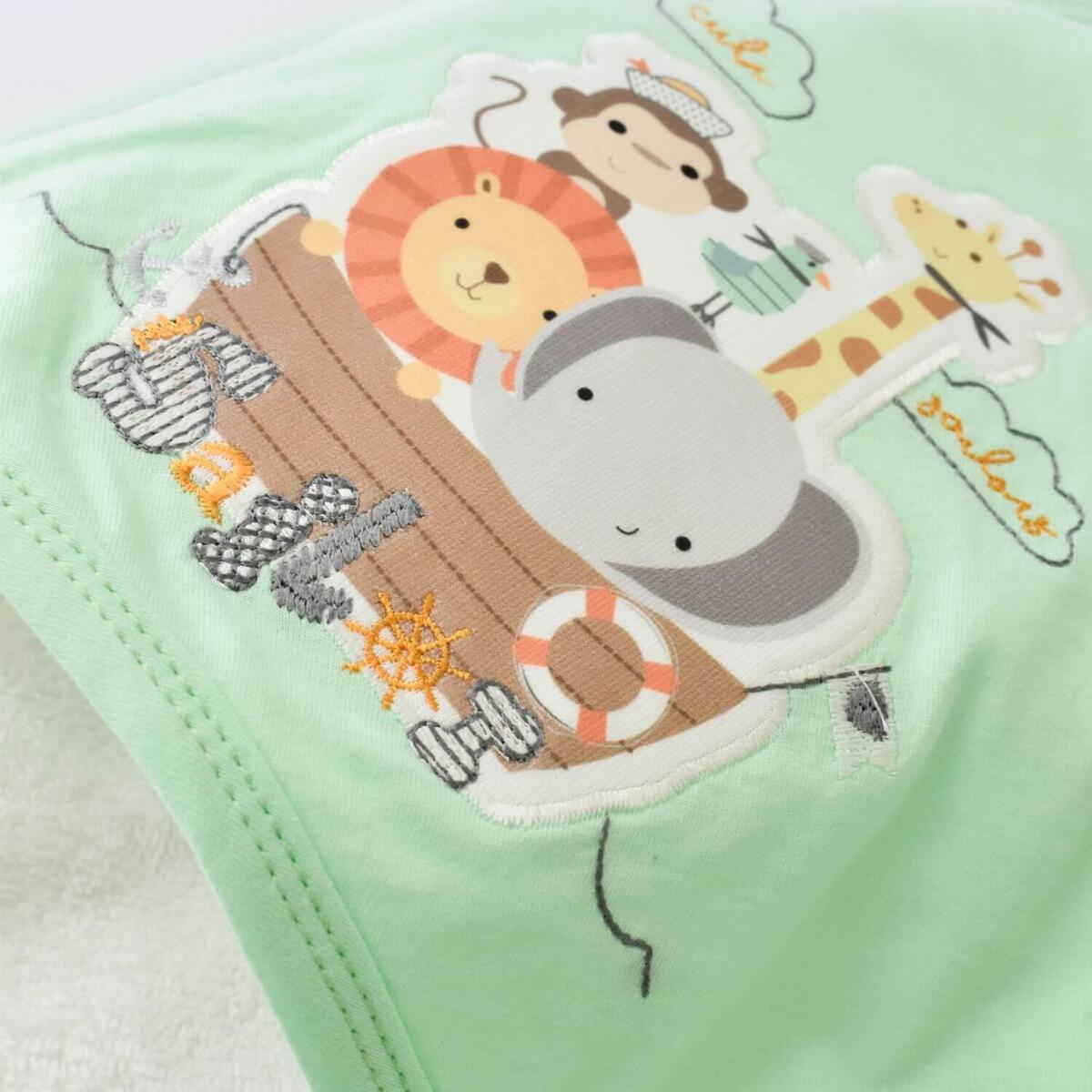 Bibaby Havlu Animals On Board Ekru - Yeşil