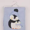 Mini Damla Battaniye Triko Penguen Nakışlı Mavi