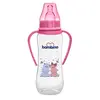 Bambino Silikon Emzikli Kulplu PP Biberon 250 ml Pembe Hippopotam