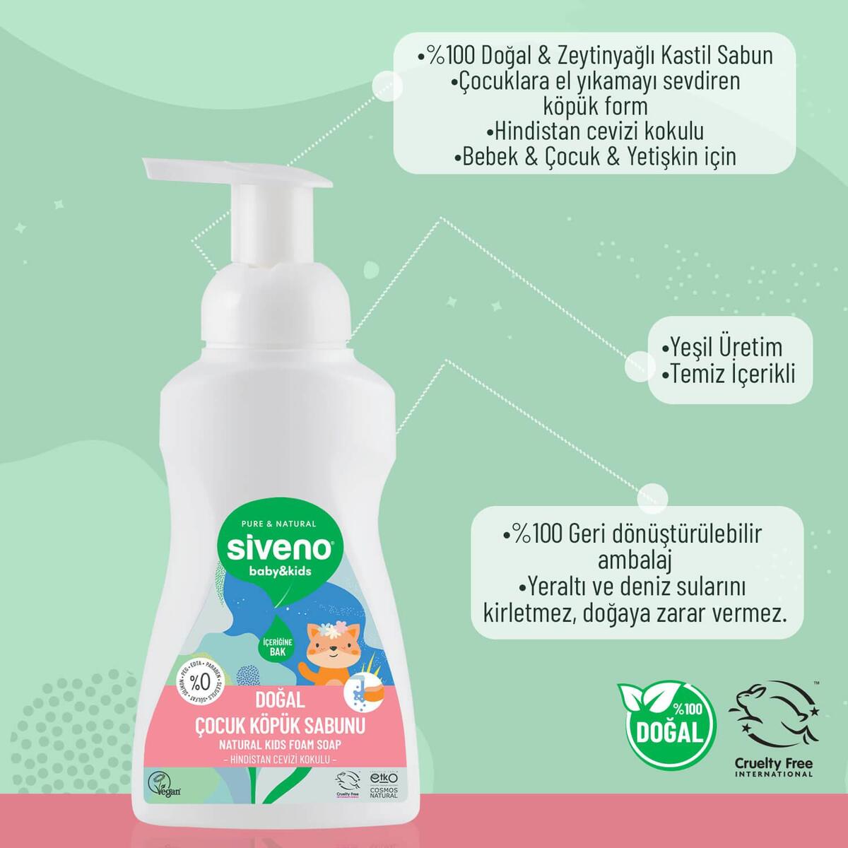 Siveno Kids Zeytinyağlı Doğal Köpük Sabun 250 ml