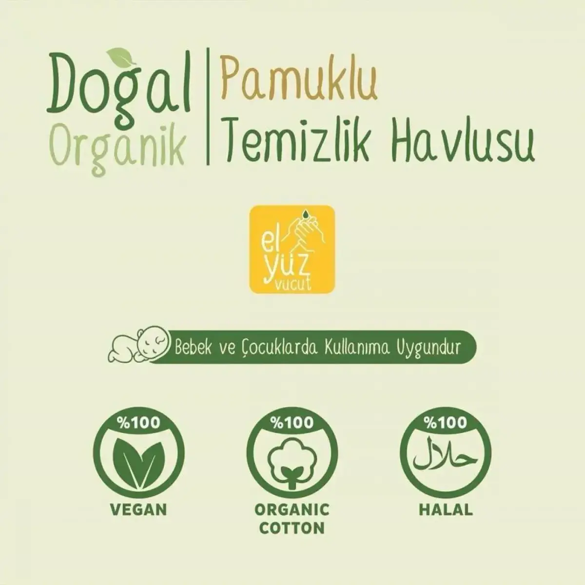 Sleepy Doğal Organik Pamuklu Temizlik Havlusu 50li