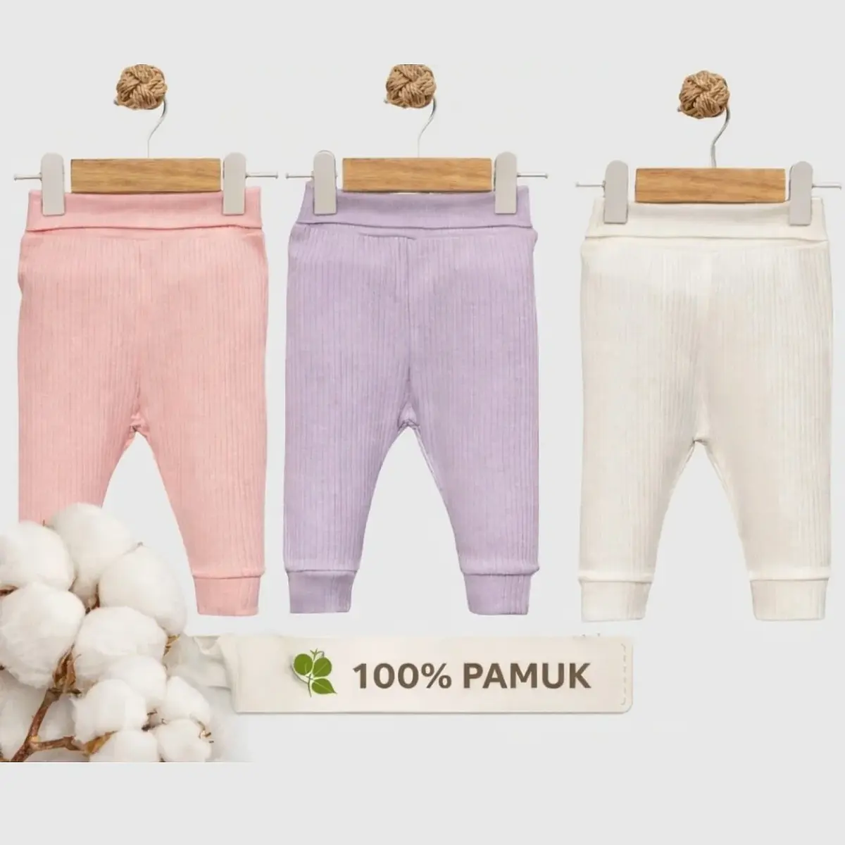 Angeltouch Pantolon Patiksiz Raporlu 3'lü Set Kız Bebek 0-3 Ay