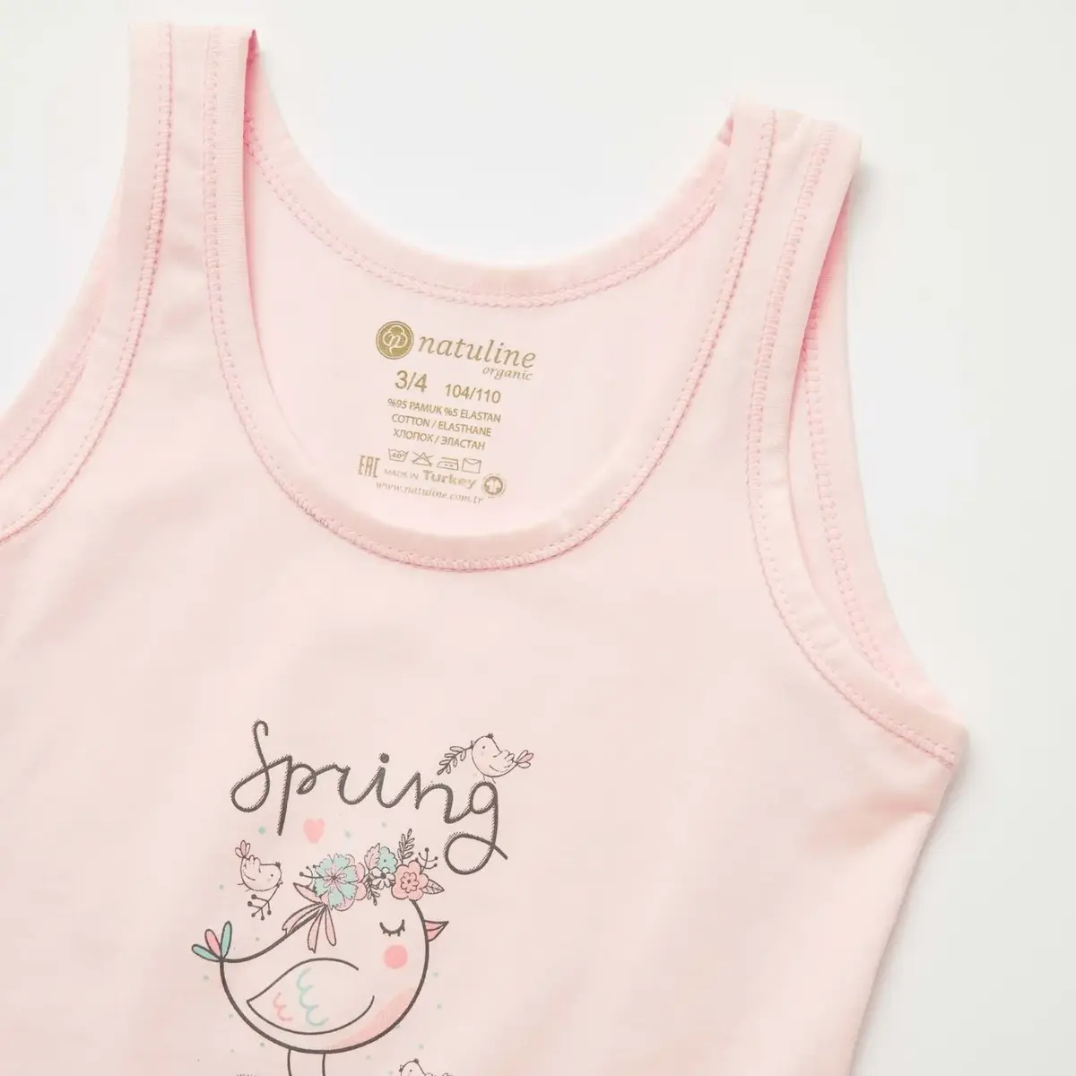 Natuline Organik Atlet Likralı Spring Bird 2li Pembe - Ekru