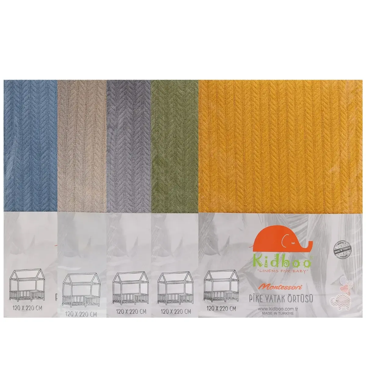 Kidboo Montesöri Pike Yatak Örtüsü Gri 120X220Cm