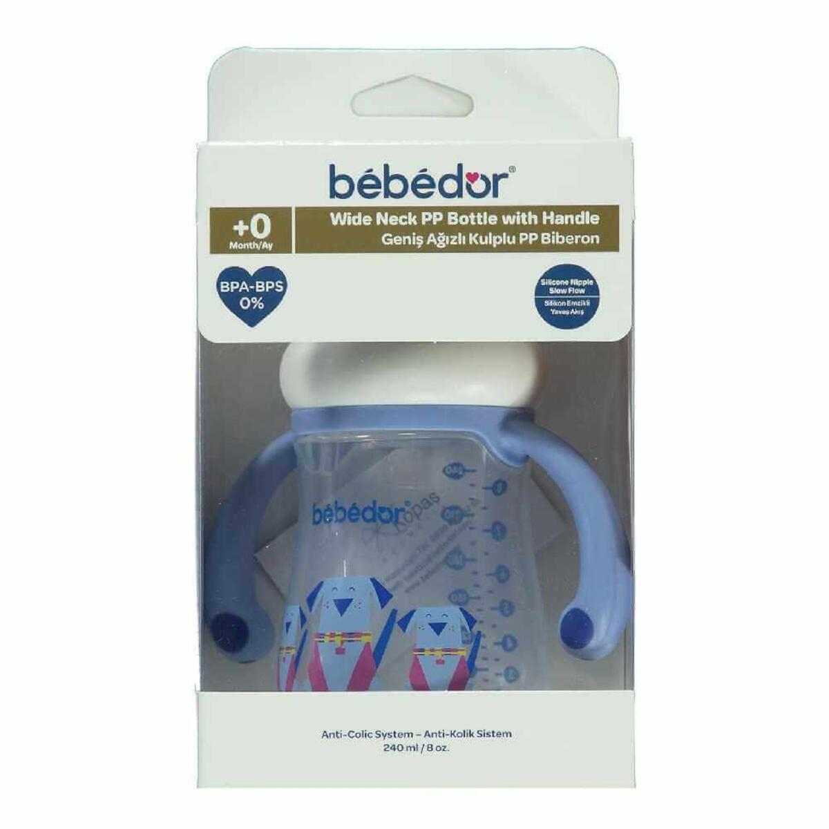 Bebedor Geniş Ağızlı Kulplu PP Biberon 240 ml
