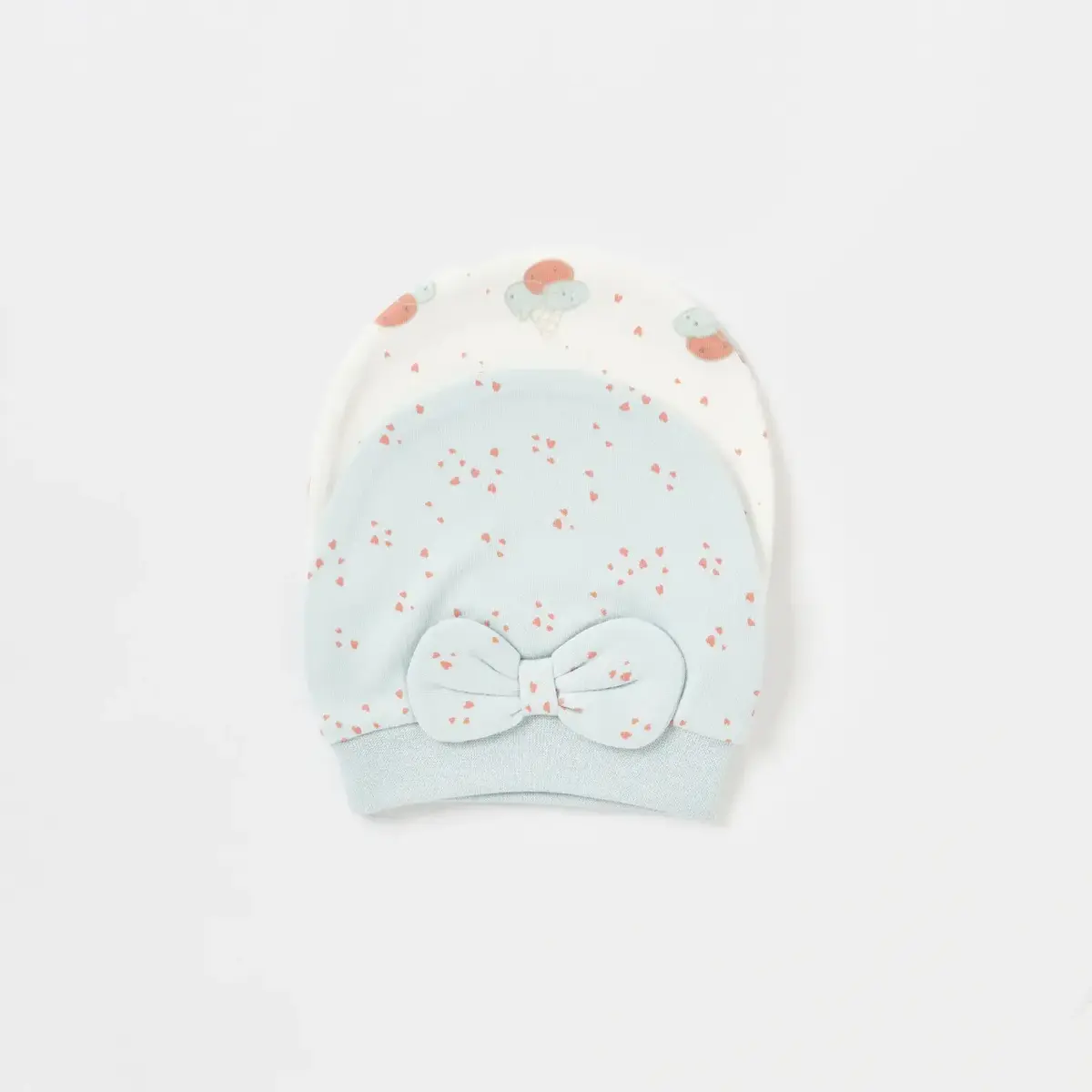Bibaby Organik Şapka 2li Pretty Ears Bunny Mint - Ekru