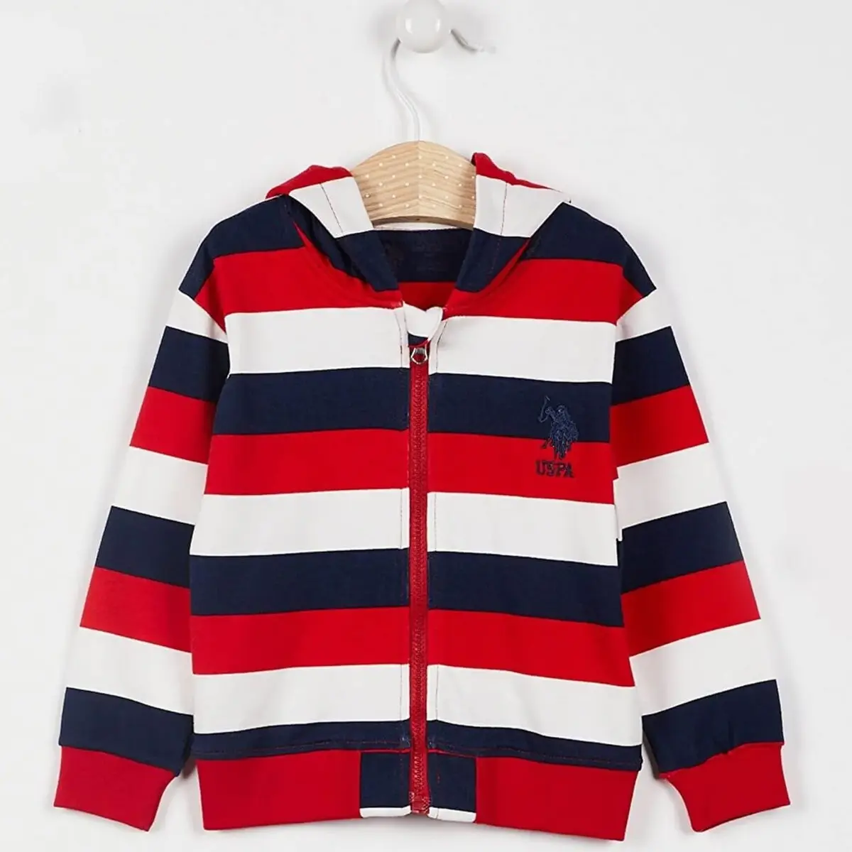 U.S. Polo Hırka Kapşonlu Krem Çizgili U.S. Polo Hırka Kapşonlu Krem Çizgili