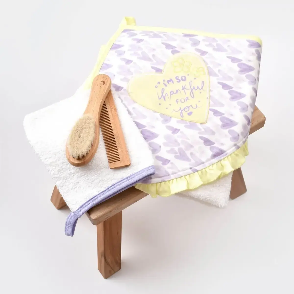 Bibaby Organik Havlu Takımı Love You Baby Yellow Lavender
