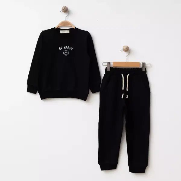 Bebolly 2li Takım Be Happy Baskılı Siyah