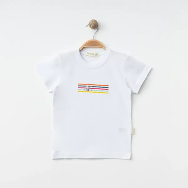 Bebolly T-Shirt Goose And Gander Baskılı Beyaz
