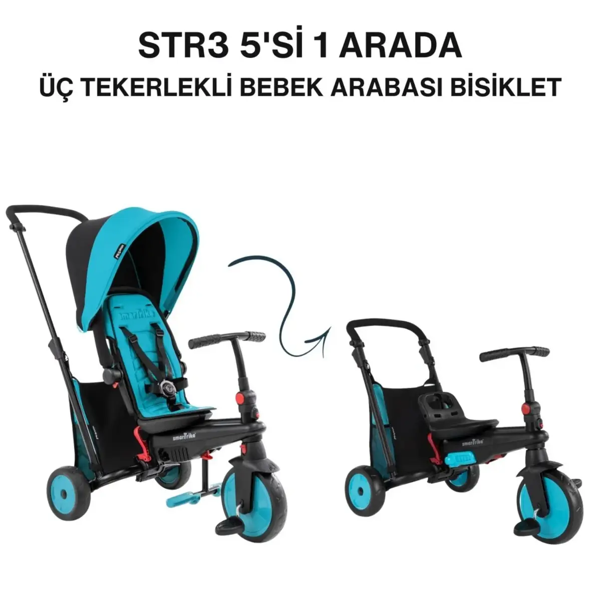 SmarTrike STR3 Plus 5’i 1 Arada Üç Tekerlekli Bebek Bisikleti - Blue
