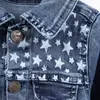 Overdo Ceket Köpek Nakışlı Kot Mavi Denim