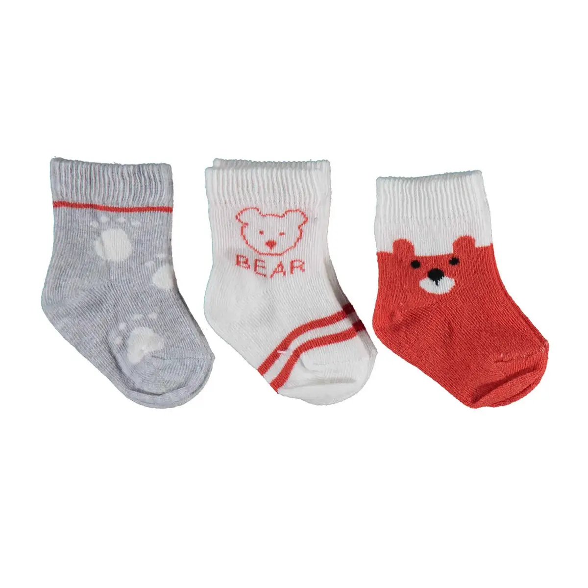 Bibaby Organik Çorap Soket 3lü Bear Kiremit Bibaby Organik Çorap Soket 3lü Bear Kiremit