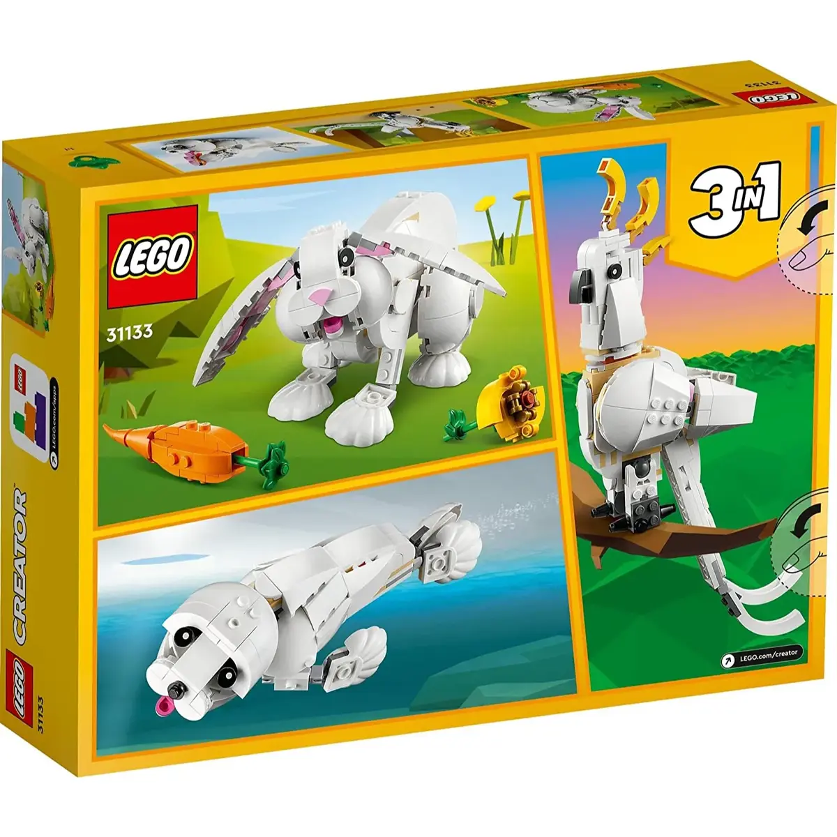 LEGO Creator 3’ü 1 Arada Beyaz Tavşan 31133 Oyuncak Yapım Seti 31133