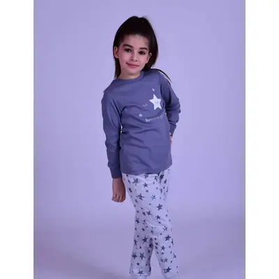 Bibaby Organik Pijama Takımı Star Girl Füme