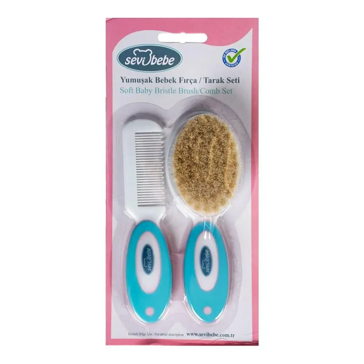 Sevi Bebe Naturel Fırça Tarak Seti Mavi