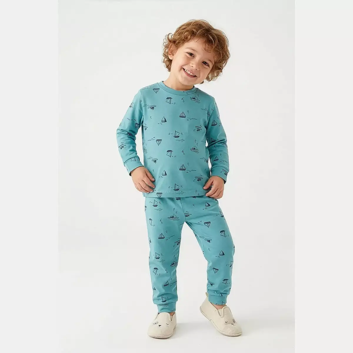 Ella Bonna Pijama Takımı Mavi Gemi