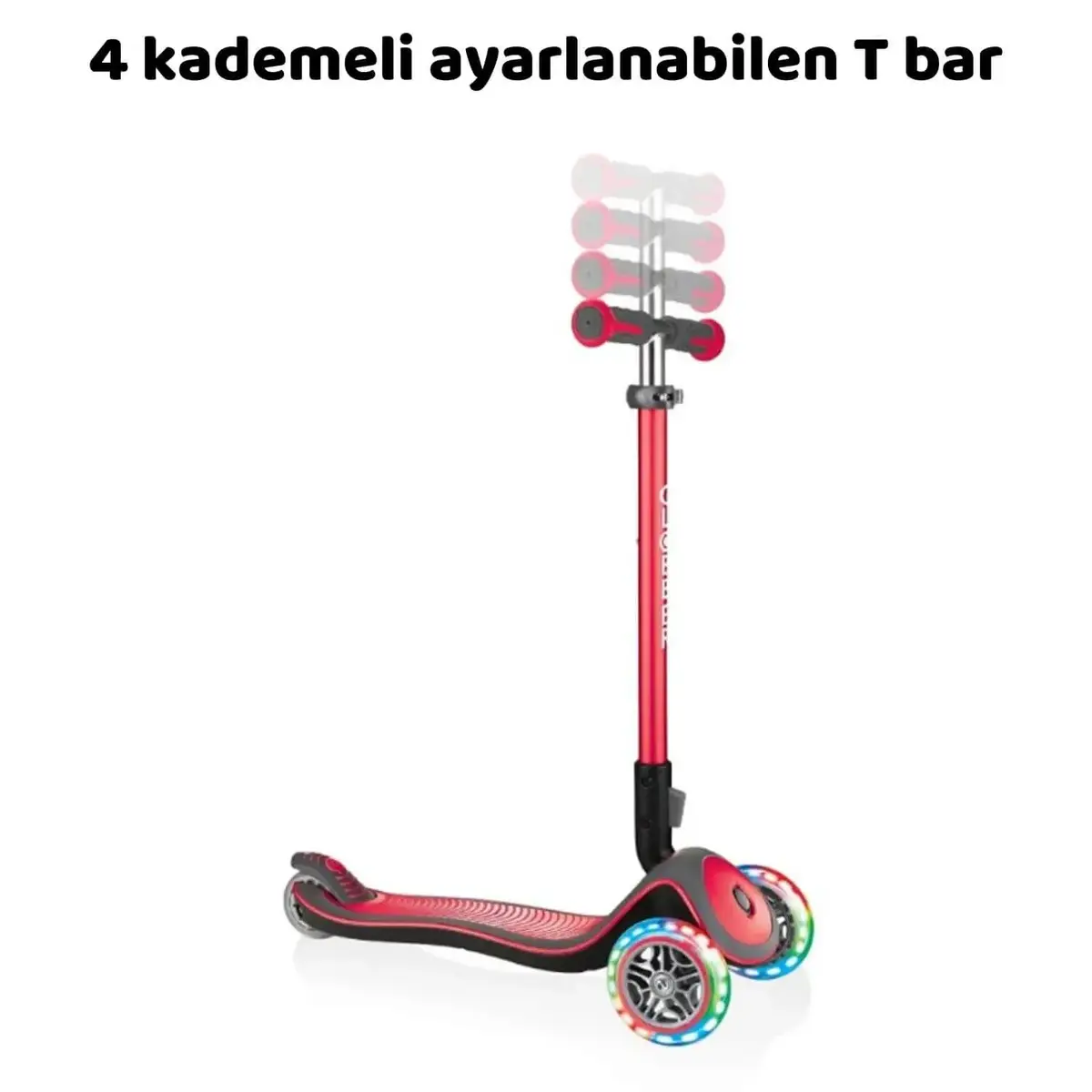 Globber Elite Deluxe Işıklı Scooter Kırmızı