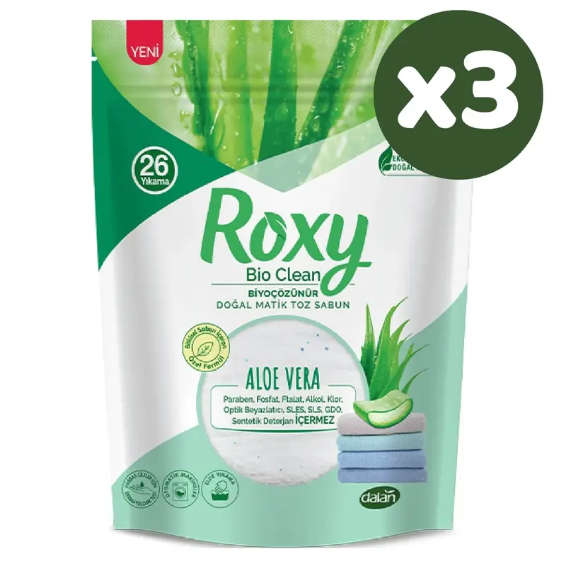 Dalan Roxy Bio Clean Matik Toz Sabun Aloe Vera 800 gr x 3 Adet
